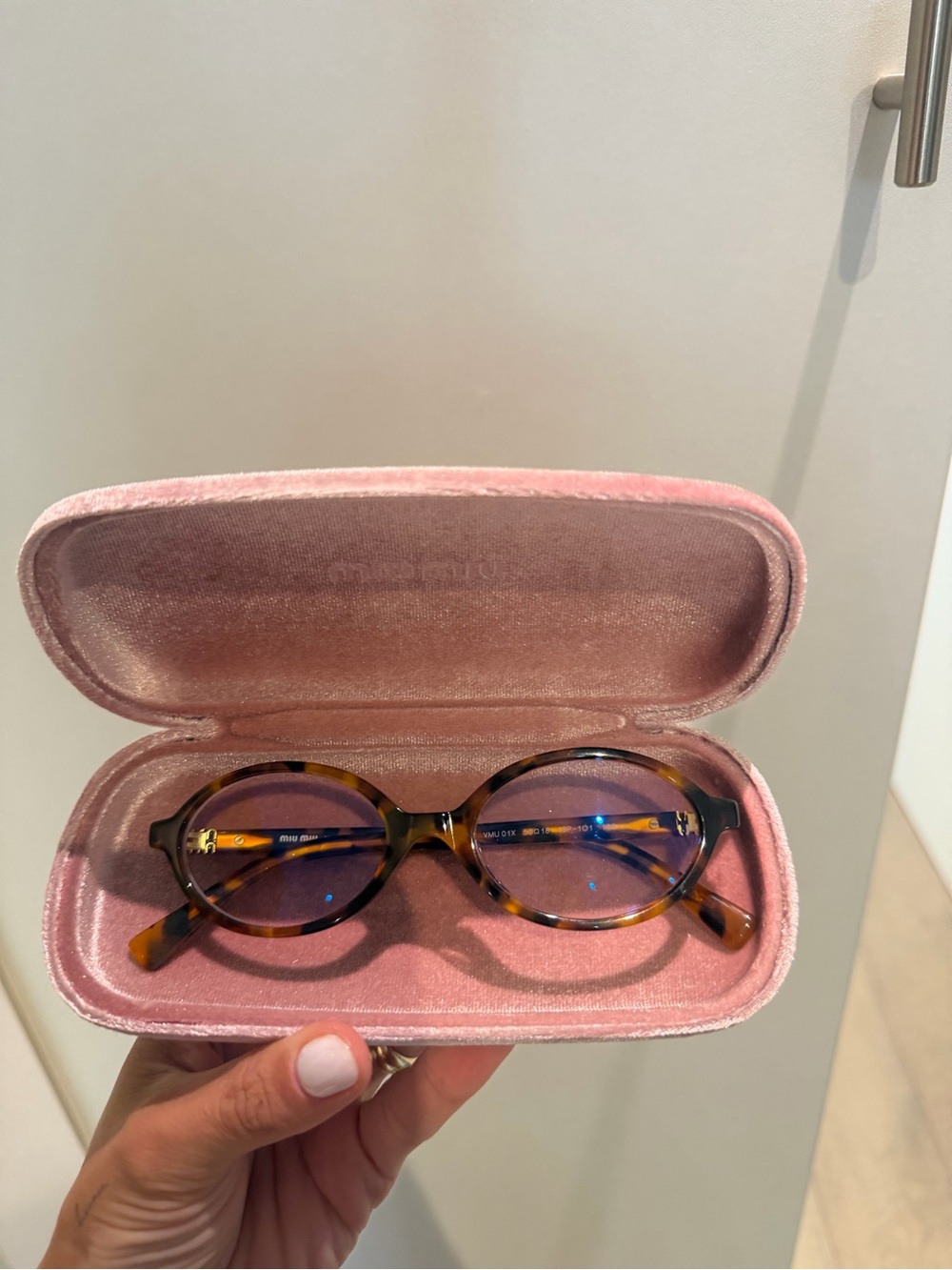 Miu Miu Tortoiseshell Round Optical Glasses with Blue Tint